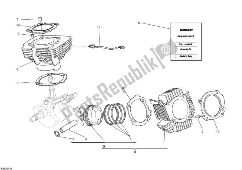 All parts for the Cylinder - Piston of the Ducati Monster 659 ABS Australia 2012